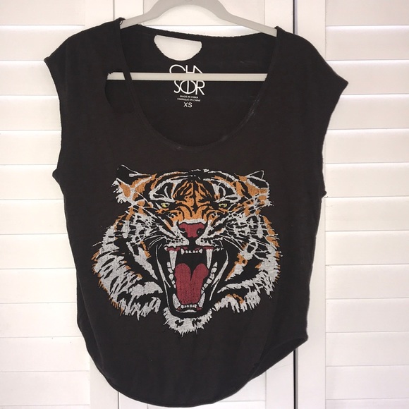 Chaser Tops - 🌴Chaser Tiger Ripped Tee 🐅